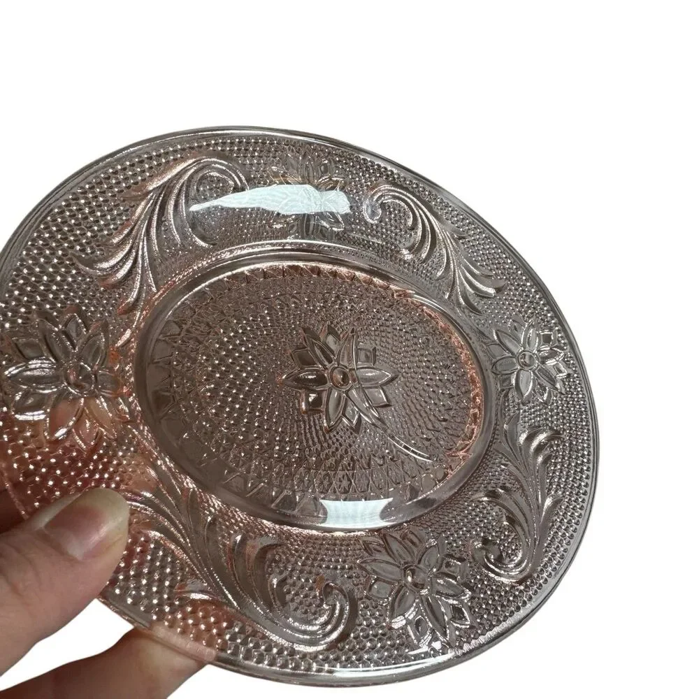 Indiana Tiara‎ Pink Sandwich Glass Oval Snack Plates - Set Of 4